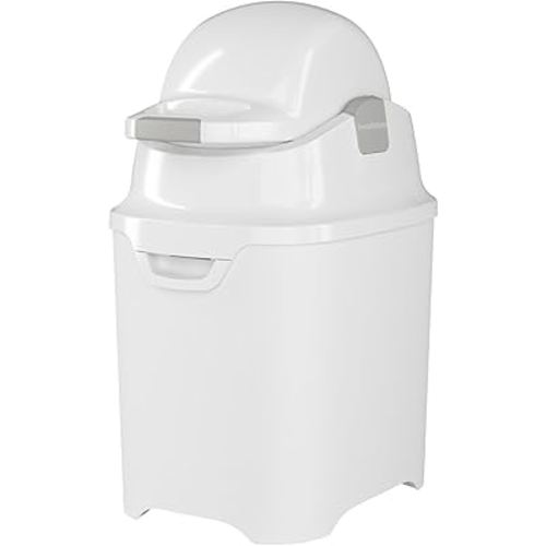 Foundations Mini Diaper Pail with Airtight Lid - Durable & Odorless Diaper Disposal, Large Capacity, Holds up to 30 Newborn Diapers, Refill with Any Bags - White