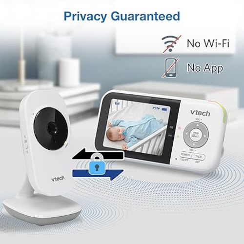 VTech VM819 Baby Monitor with Camera and Audio, 2.8” Screen Portable Baby Camera, Night Vision, 2-Way Audio, Temperature Sensor and Lullabies, Secure Transmission No WiFi, Ideal for Baby/Elderly/Pet