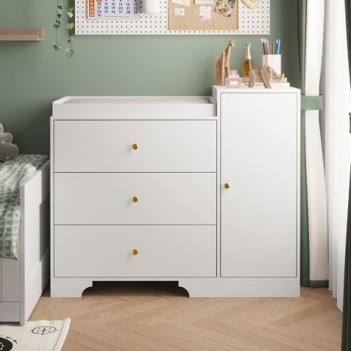 Fufu&gaga Baby Changing Table Organiser Large Operating Table Edge Protection Safety White