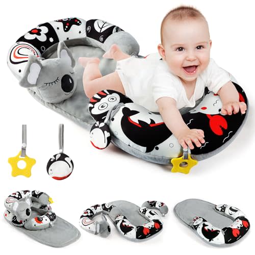 URMYWO Tummy Time Activity Mat - Cozy Tummy Time Mat for Newborn 0-12 Months, Breathable Soft Infant Baby Sit Me Up Floor Seat Early Sensory Development Play Toys Baby Registry Research Shower Gifts