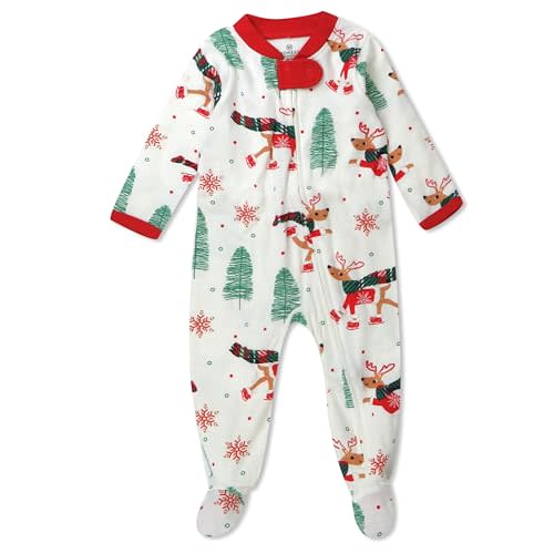 HonestBaby Baby Holiday Sleep & Play Footed One-Piece Pajama Sleeper 100% Organic Cotton