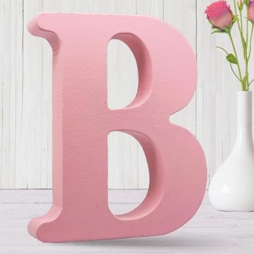 AOCEAN 8 Inch Pink Wood Letters Unfinished Wood Letters for Wall Decor Decorative Standing Letters Slices Sign Board Decoration for Craft Home Party Projects (B)