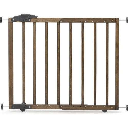 Dreambaby 27.5-41" Nottingham Rustic Wooden Baby Gate for Stairs and Doorways – Two Mount Options: Drill-in Walk Through Door Gate or No Screw Barrier - Stair Gate for Kids and Pets