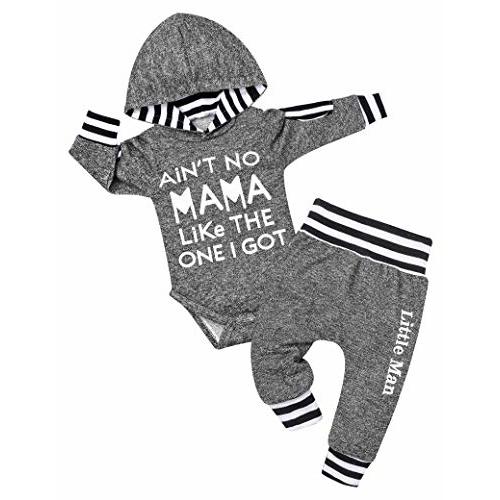 Fommy Newborn Baby Boy Clothes Plaid Letter Print Long Sleeve Hoodies + Long Pants 2PCS Fall Winter Outfits Set