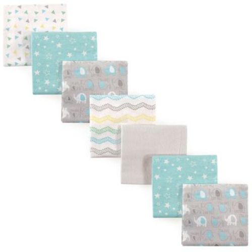 Luvable Friends Baby Cotton Flannel Receiving Blankets, Basic Elephant 7-pack, One Size