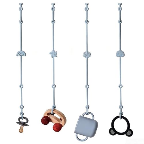 Andy Bear Toy Straps for Kids Toy Safety Straps Silicone High Chair Toys Straps Toddler Bottle Straps for Strollers, High Chair, Car Seat, Stroller Accessories-Dusty Blue