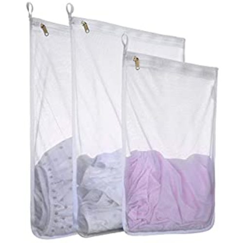 TENRAI Set of 3 Delicates Honeycomb Mesh Laundry Bags, with YKK Zipper, Hanging Ring, Lingerie, Hosiery, Gloves, Socks, Bra Mesh Wash Bags(3 Medium)