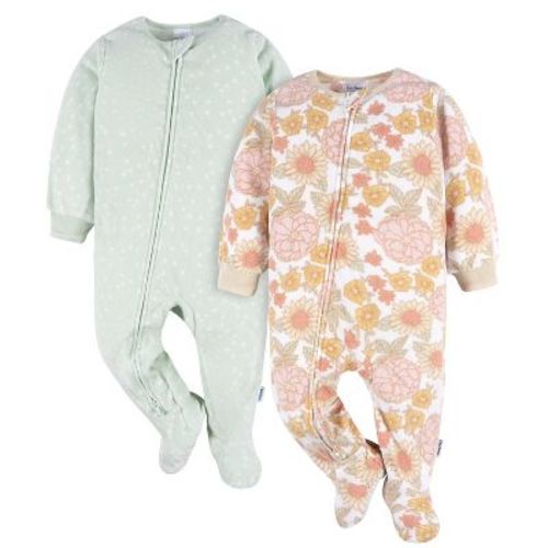 Gerber Baby & Toddler Girls' Blanket Sleeper, Pink Florals, 2-pack, 6-9 Months