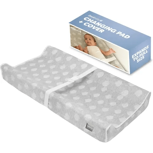 Jool Baby Soft Changing Pad + Washable Cover, Non-Slip - Fits Standard Changing Tables & Dressers (Gray)