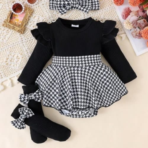 1pc Adorable Baby Girl's Long Sleeve Patchwork Bodysuit, Spring And Autumn | SHEIN USA