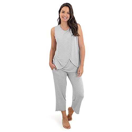 Kindred Bravely Tulip Hem Maternity Pajamas & Postpartum Lounge Sets for Women, Sleeveless Nursing Pajamas