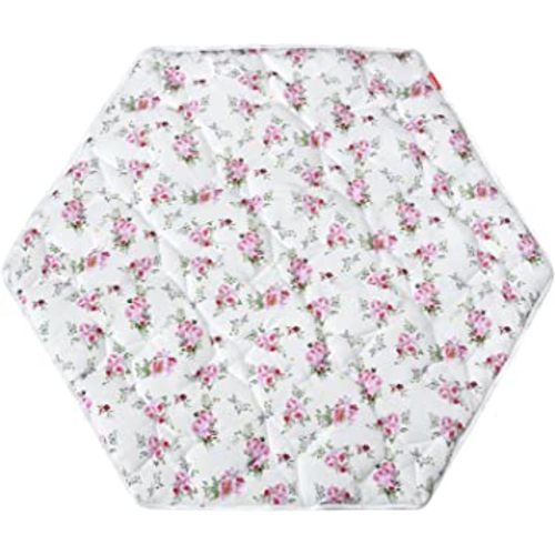 Hexagon Playpen Mat, Floral Print Baby Playmat fits Regalo Portable Play Yard 48 Inch, Six Pannel Playpen Kids Tent Mat Hexagon Rug Mat