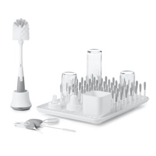 OXO Tot Bottle Drying Rack and Bottle and Cup Cleaning Set - Gray