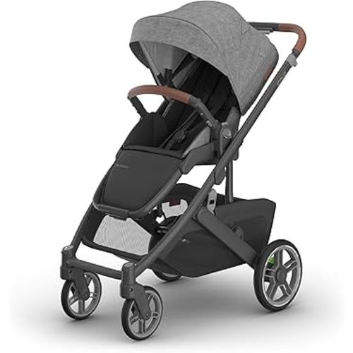 UPPAbaby Cruz V3 Stroller - from Birth + Car Seat Compatible - Full-Size, Reversible Seat - Infant Insert, Bug and Rain Shields Included - Greyson (Charcoal Mélange/Carbon Frame/Saddle Leather)