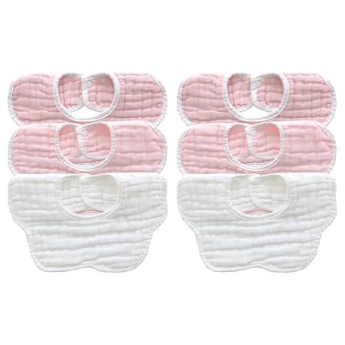 MUKIN Baby Drooling Towel, Snap Bibs, Muslin Bibs, 6 Pack, Adjustable, Soft Cotton