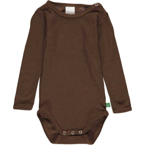 Brown Mist Merino Wool Long Sleeve Bodysuit