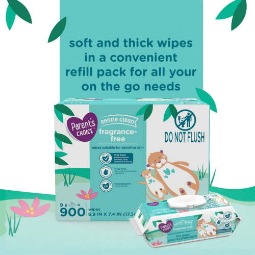 Parent's Choice Fragrance Free Baby Wipes, 900 Count