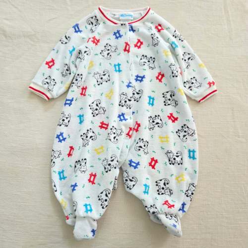 Vintage Cow Farm Footed PJs 3-6 months