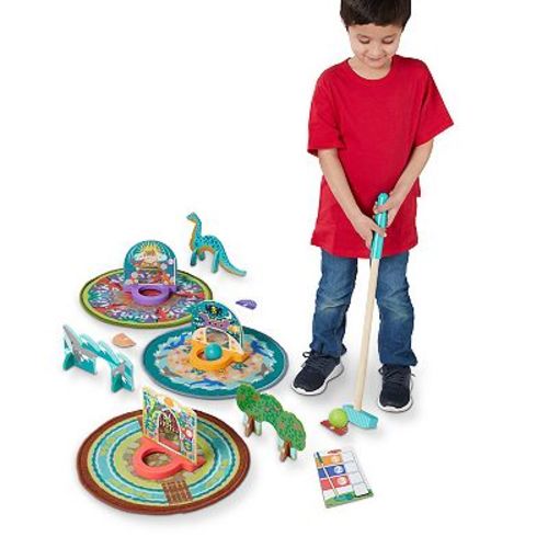 Melissa & Doug Fun at the Fair! Mini Golf Play Set – 3 Multi-Themed Holes and Wooden Obstacles