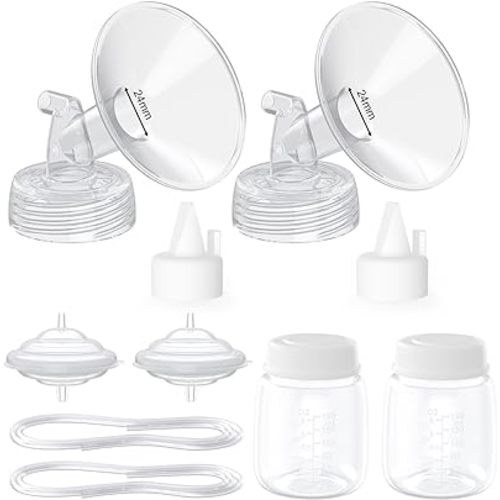 Paruu Pump Parts Compatible with Spectra S1/S2/9 Plus, Not Original Accessories, Full Set Replacements Include 24mm Flanges, Valves, Backflow Protectors (Duckbills Included), Tubings and Bottles