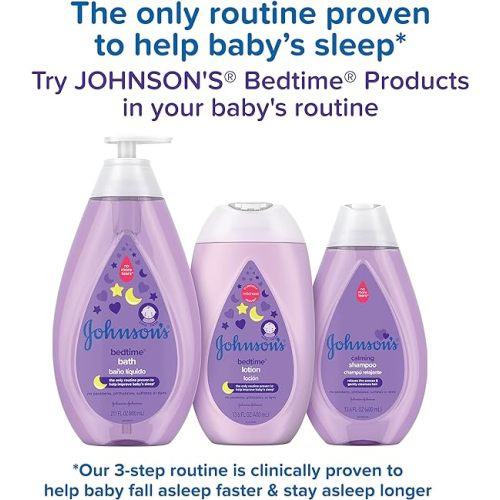 Johnson's Sleepy Time Bedtime Baby Gift Set with Relaxing NaturalCalm Aromas, Bedtime Baby Bath Shampoo, Wash & Lotion Essentials, Hypoallergenic & Paraben-Free, 4 Items
