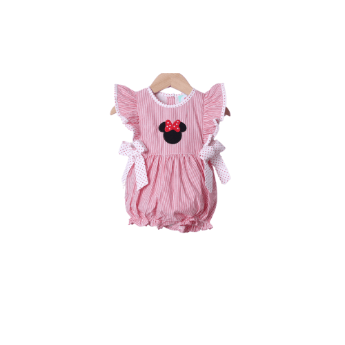 Applique Mouse Red Stripe/Bitty Dot Bubble
