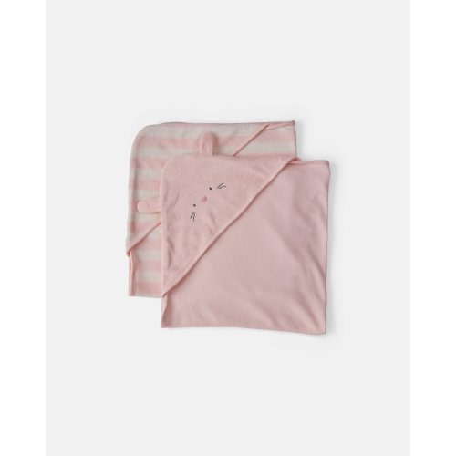 Baby Girl 2-Pack Bunny Terry Towels - Pink