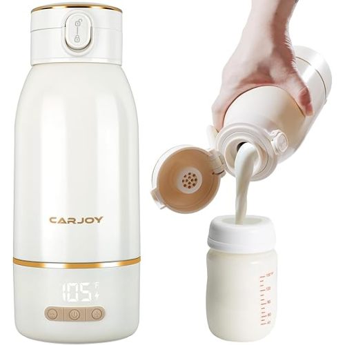 Portable Bottle Warmer, 17oz Big Capacity Travel Warmer for Baby, Fast Heating Milk Warmer for Baby with 2Hours Super Fast Charging,149℉ Pasteurization Function Portable Bottle Warmer