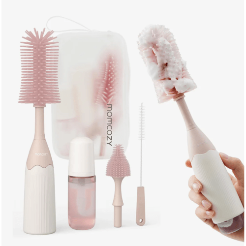 Momcozy Innovative Push-Press Design Bottle Brush Kit Pink