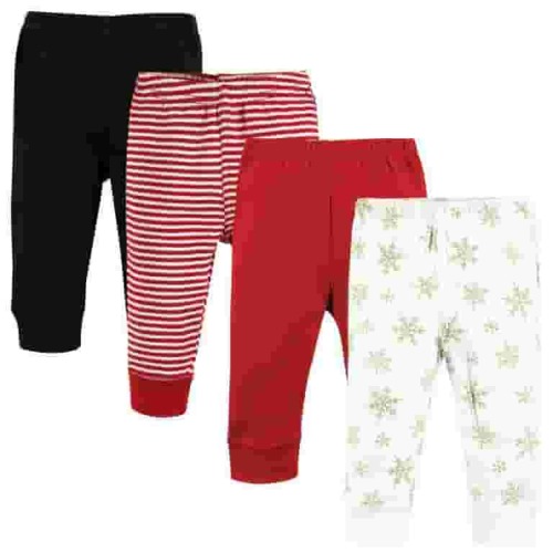 Hudson Baby Cotton Pants, Gold Snowflake, 3-6 Months