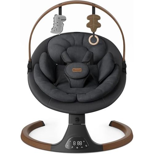 Baby Swings for Infants, Monamii Baby Swing, Bluetooth Infant Swing with Music Speaker, 5 Speeds and Remote Control, Electric Swing for Baby, Portable Baby Swing, Indoor & Outdoor Use (Black)