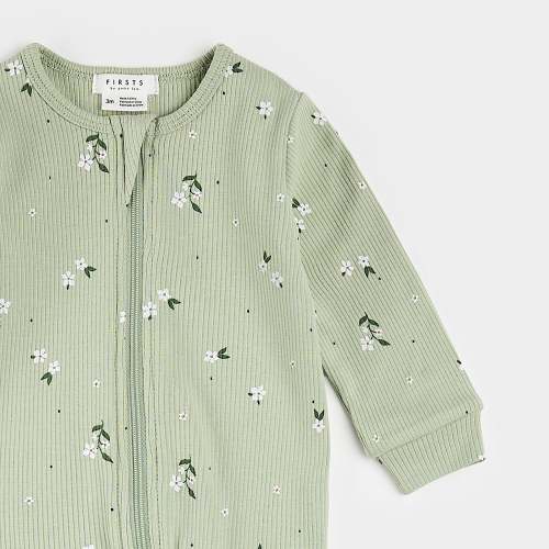 Ditsy Floral Print on Ribbed Desert Sage Sleeper