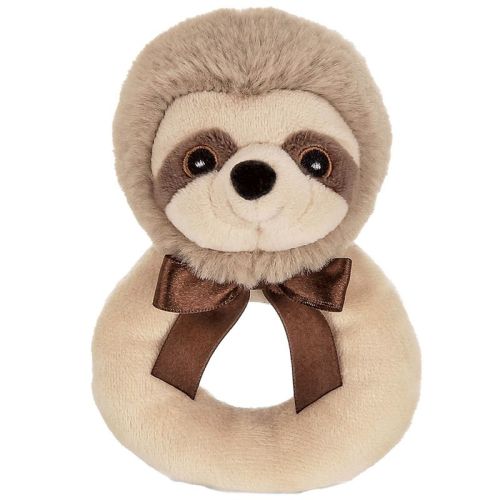 Bearington Baby Lil' Speedster, 5.5 Inch Sloth Plush Stuffed Animal Soft Ring Rattle, Sloth Baby Stuff