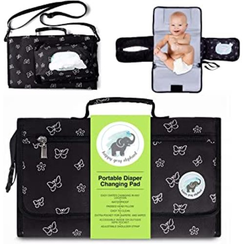 Baby Changing Pad with Shoulder Strap - Diaper Changing Mat with Built in Head Pillow and Large Pockets - Fully Padded Portable Changing Pad Perfect as Travel Diaper Changing Station for Newborns