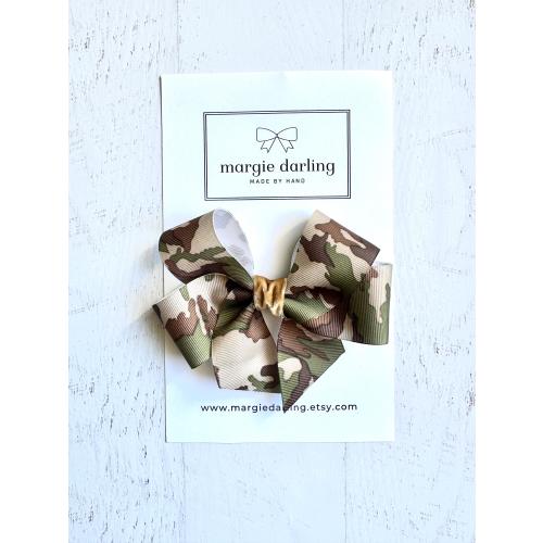 camo green camouflage   5” hair bow, newborn headband, hair bow for girls, toddler bows, grosgrain ribbon bow
