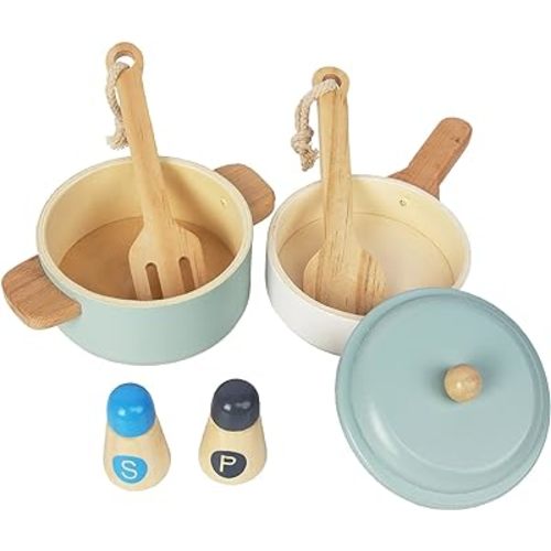 Premium Toddler Play Kitchen Toys, Wooden Kitchen Utensils, Accessories for Pretend Play Kitchen Set, Montessori Learning Toy, Pretend Cooking Playset, Gift for 3+