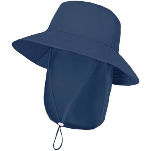 Baby Sun Hat Toddler Bucket Hats with Removable Neck Flap for Boys Girls Kids with Wide Brim Summer Beach UPF 50+