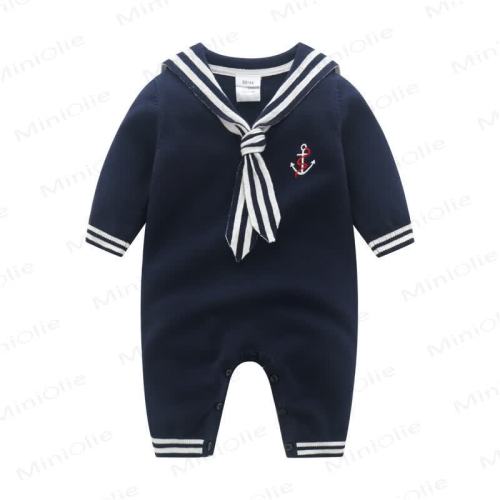 Baby Navy Collar Knitted Romper
