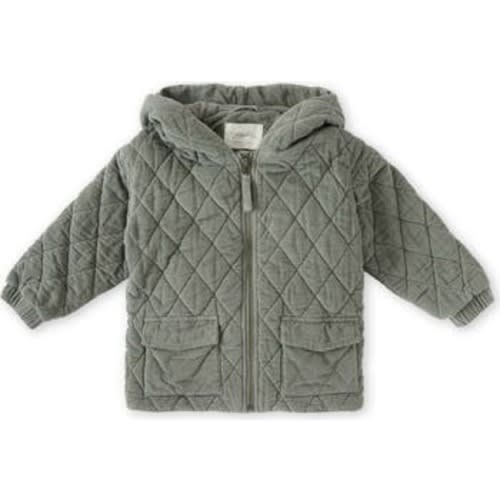 Organic Cotton Corduroy Quilted Hooded Jacket, 0-6M