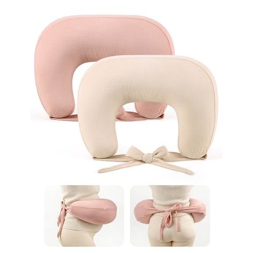 lulumoon Muslin Nursing Pillow Covers: with Strap for Snug Fit & No Sliding | 2-Pack Soft Cotton Slipcovers for Breastfeeding & Bottle-Feeding - Safety Hidden Zipper for Newborn Baby