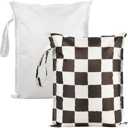 Water Resistant Wet Bags - 2 Pack Reusable Waterproof Wet Dry Bag for Swimsuits & Baby Clothes - Leakproof Storage Bag for Travel & Baby Diaper - Travel Laundry Daycare Bags - Bogg Bag Accessories