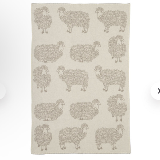 Baby Blanket - Double-Sided, Natural Organic Wool, 35x51" (90x130cm), Beige White Sheep Design, Soft and Natural, Perfect Baby Shower Gift