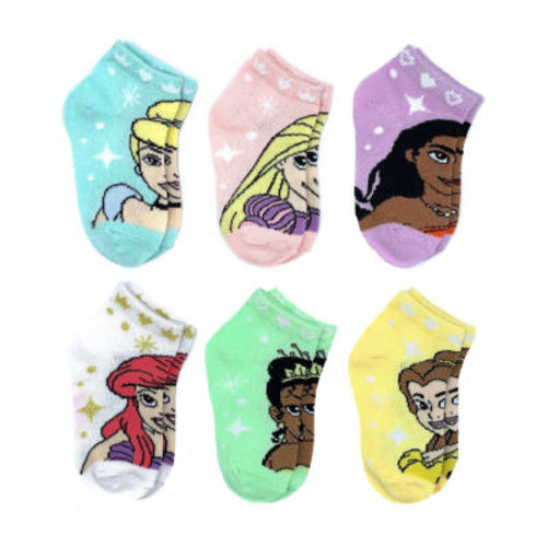 6 Pair Princess Quarter Ankle Socks Girls