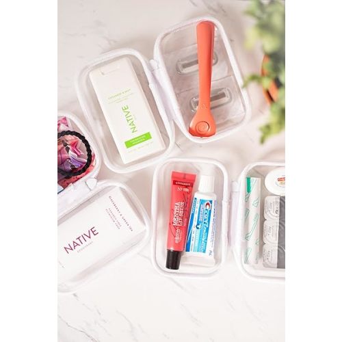 Maple & Lark Bliss Bins - Hard Sided Clear Zipper Case for Storage - Professional-Grade Plastic Clear Zipper Pencil Case, Toiletry Pouch, Travel Organizer, Cosmetic Bag, Toy Storage Bins (2 Pack, XS)