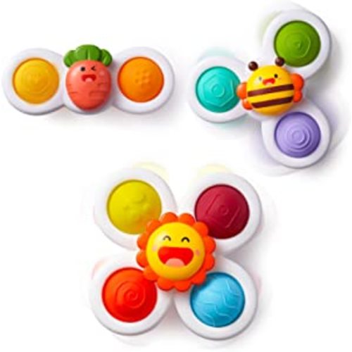Amazon.com: LiKee Suction Cup Spinnerz Toy Baby Bath Toys for Infants 12-18 Months Airplane Travel Toys for 1 2 Year Old Boys and Girls Gifts, Fidget Spinning Tops Stick Great Bathtub Toys for Kids Ages 1-3 : Toys & Games