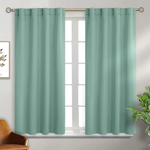 BGment Window Curtains for Bedroom - 54 Inch Rod Pocket and Back Tab Thermal Insulated Room Darkening Curtains for Living Room, 2 Curtain Panels (38 x 54 Inch, Frosty Green)
