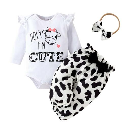 PatPat Newborn Baby Girl Clothes Long Sleeve Romper Bodysuit and Pants Outfit Set, 6-9 Months