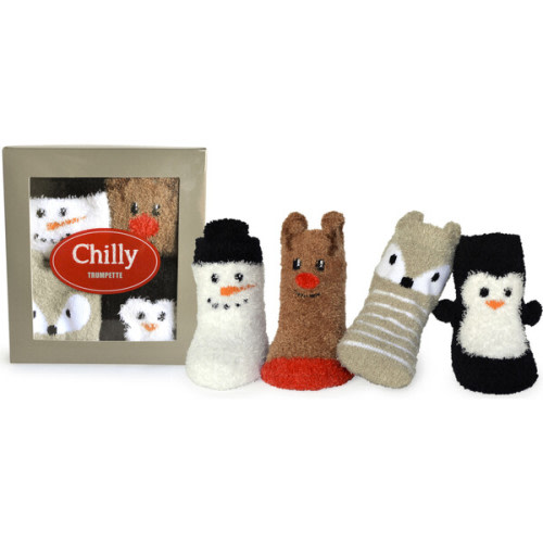 Chilly Fuzzy Sock Set, Brown/Orange - Trumpette | Maisonette