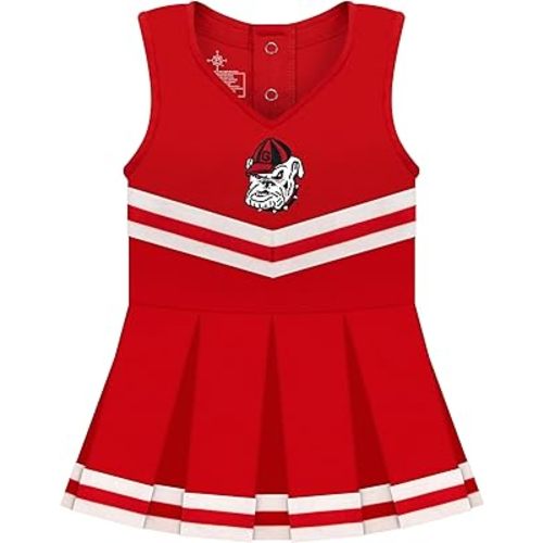 College Baby NCAA Officially Licensed Cheerleader Bodysuit Dress - Team Logo, Multiple Colors, for Baby Girls - (0-24 Months)
