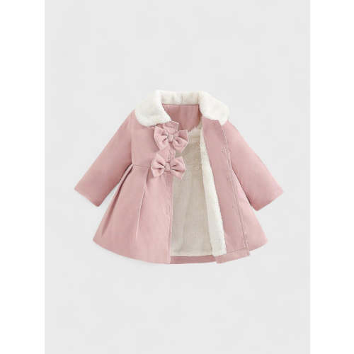 Baby Girl Fleece Lined Bow Coat